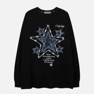 Aelfric Eden Applique Embroidery Denim Star Sweatshirt