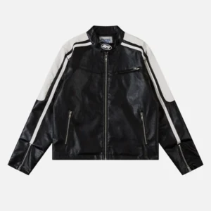 Aelfric Eden Cropped Faux Leather Racer Moto Jacket