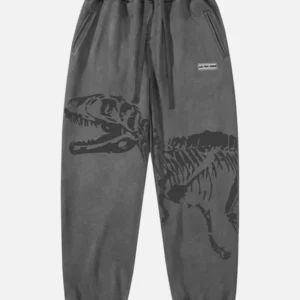 Aelfric Eden Dinosaur Print Drawstring Sweatpants Grey