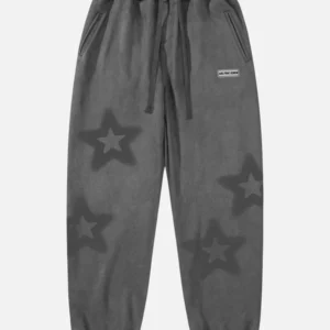 Aelfric Eden Star Print Drawstring Sweatpants Grey